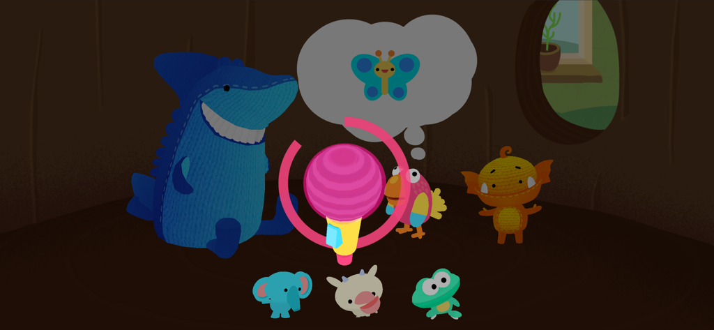 Moka Mera Lingua - Moka Mera Lingua parrot minigame showing voice recording feature with Atlas the shark and animal voice options.