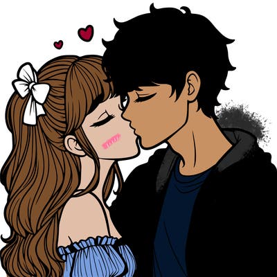 boyfriend and girlfriend kissing