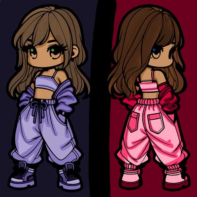 girl in crop top and baggy pants