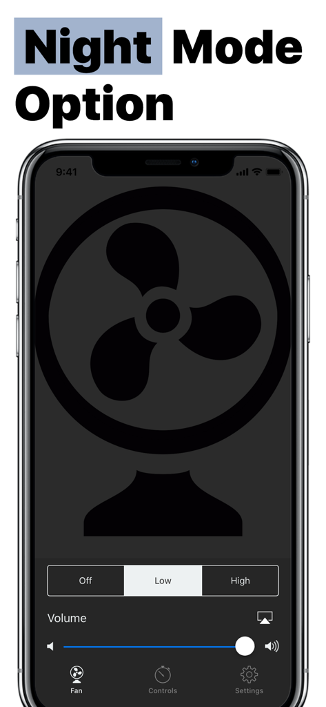 Fan Noise Sleep Sounds - Fan Noise Sleep Sounds app showing night mode interface with fan speed and volume controls
