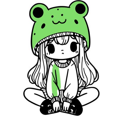 a girl wearing a frog hat and some frog socks