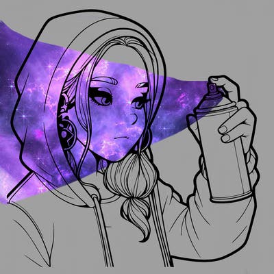 a realistic girl, spray painting