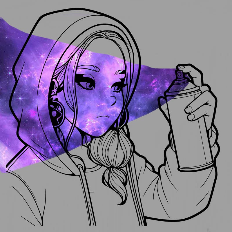 a realistic girl, spray painting