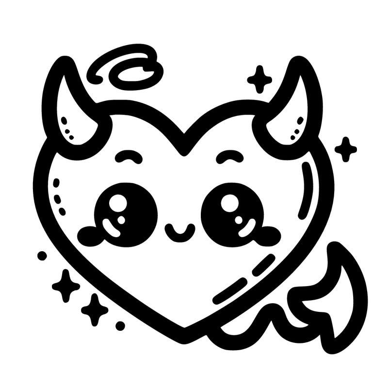 heart with devil horns and devil tail