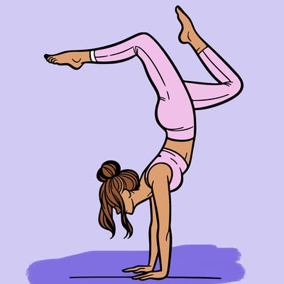 a woman doing a handstand