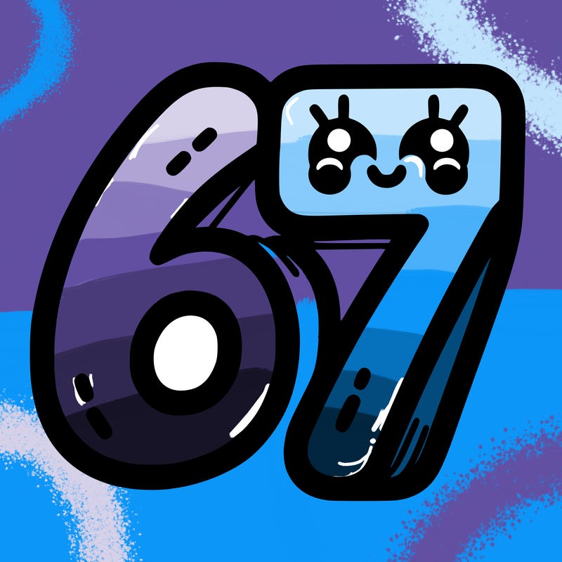 the numbers 67