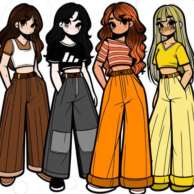 girls with wide pants and a croc top