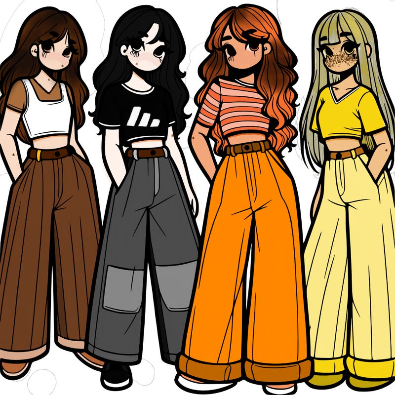 girls with wide pants and a croc top