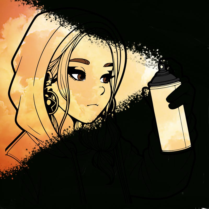 a realistic girl, spray painting