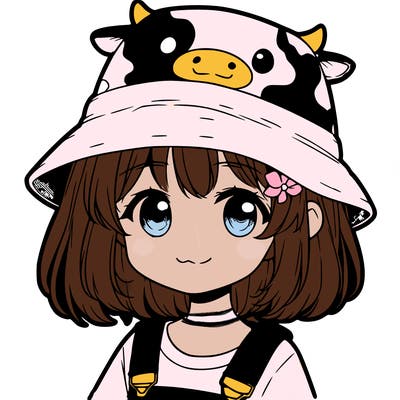 girl  with  cow bucket hat  manga