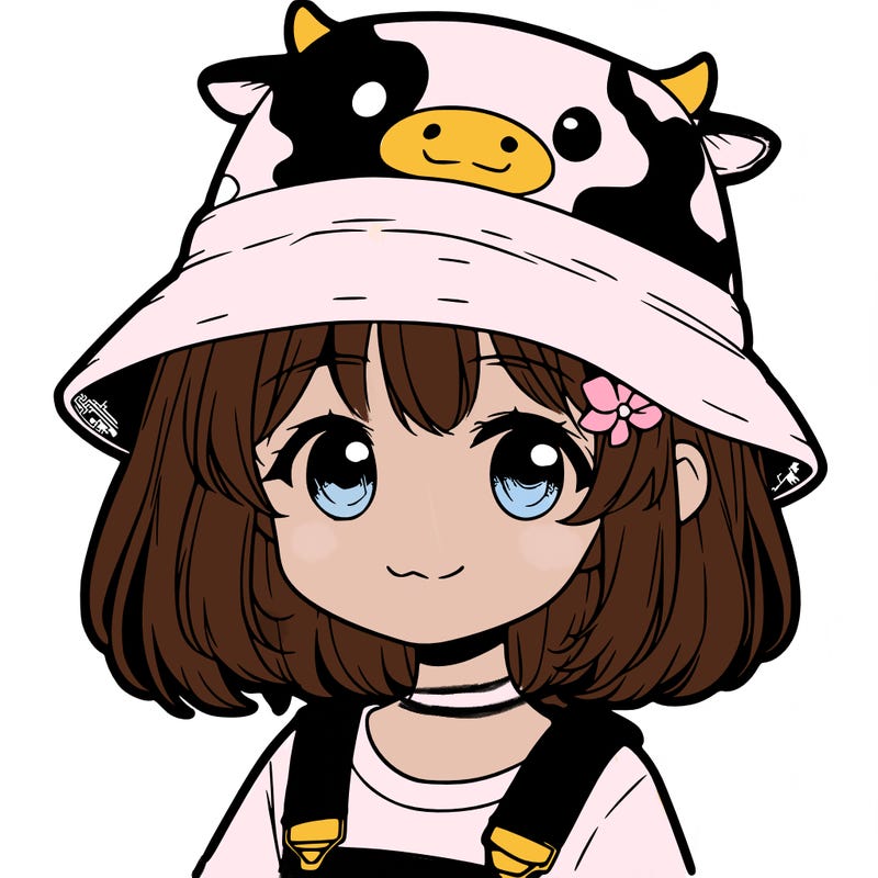 girl  with  cow bucket hat  manga