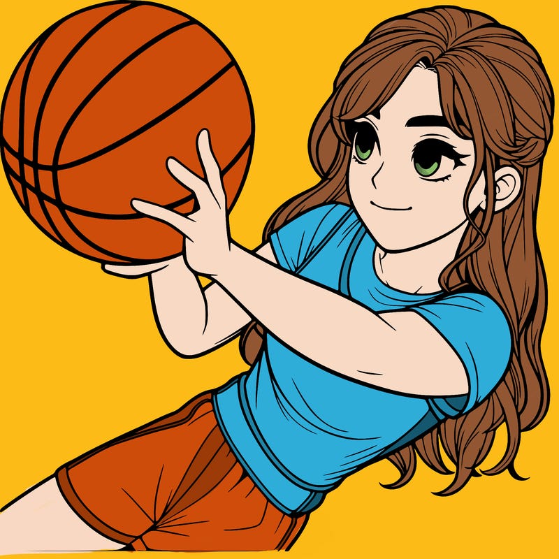 realistic girl playing basketball