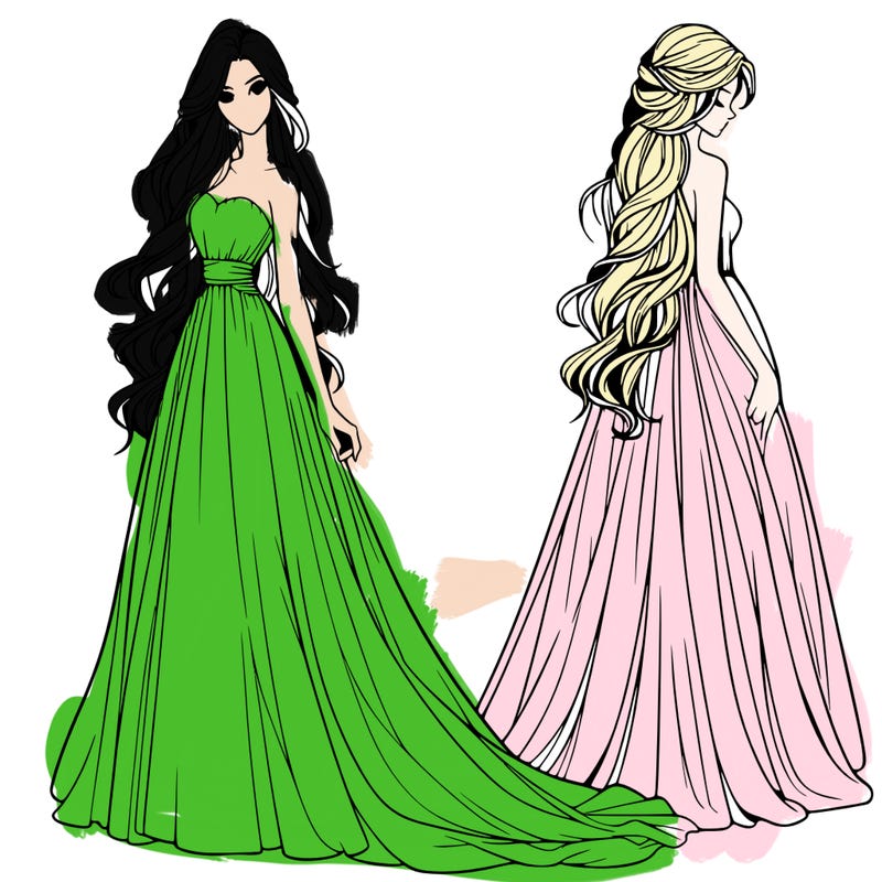 realistic woman with long flowing dress