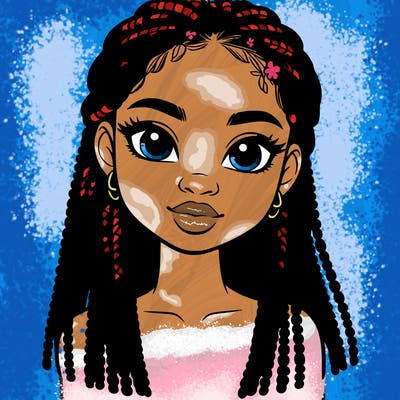 a realistic black girl with braids