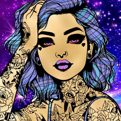 realistic girl with tattoos all over