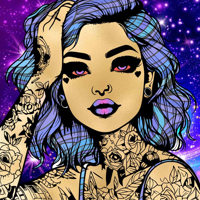 realistic girl with tattoos all over