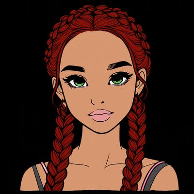 realistic girl with braids