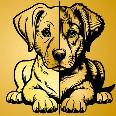 realistic dog split picture