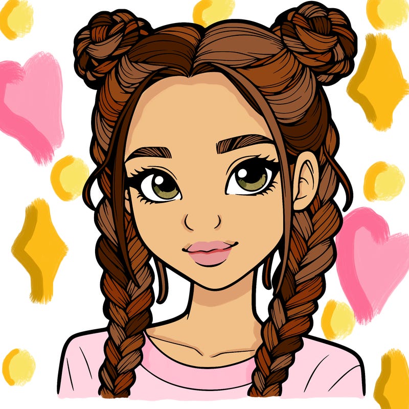 realistic girl with braids