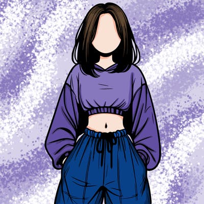 realistic girl faceless with baggy pants and a crop top