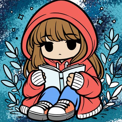 girl in oversized hoodie reading a book