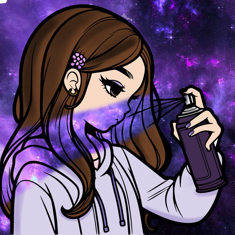 a realistic girl spray painting