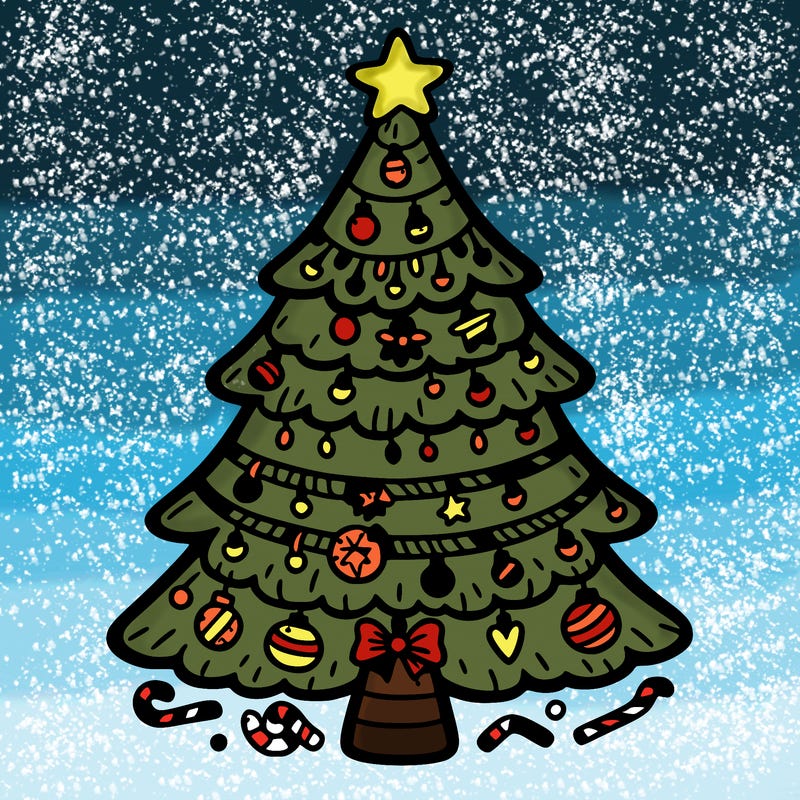 christmas tree with lots of details