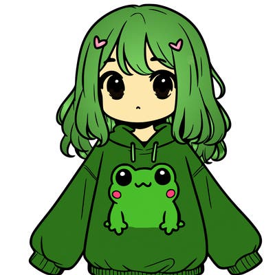 girl wearing frogging sweatshirt