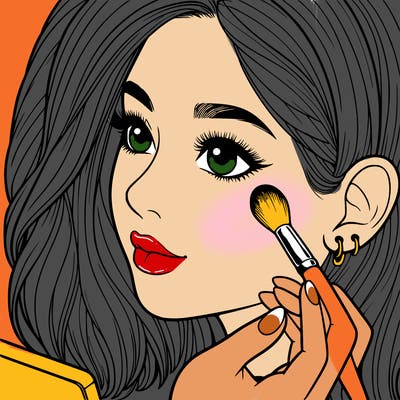 a realistic girl doing her makeup