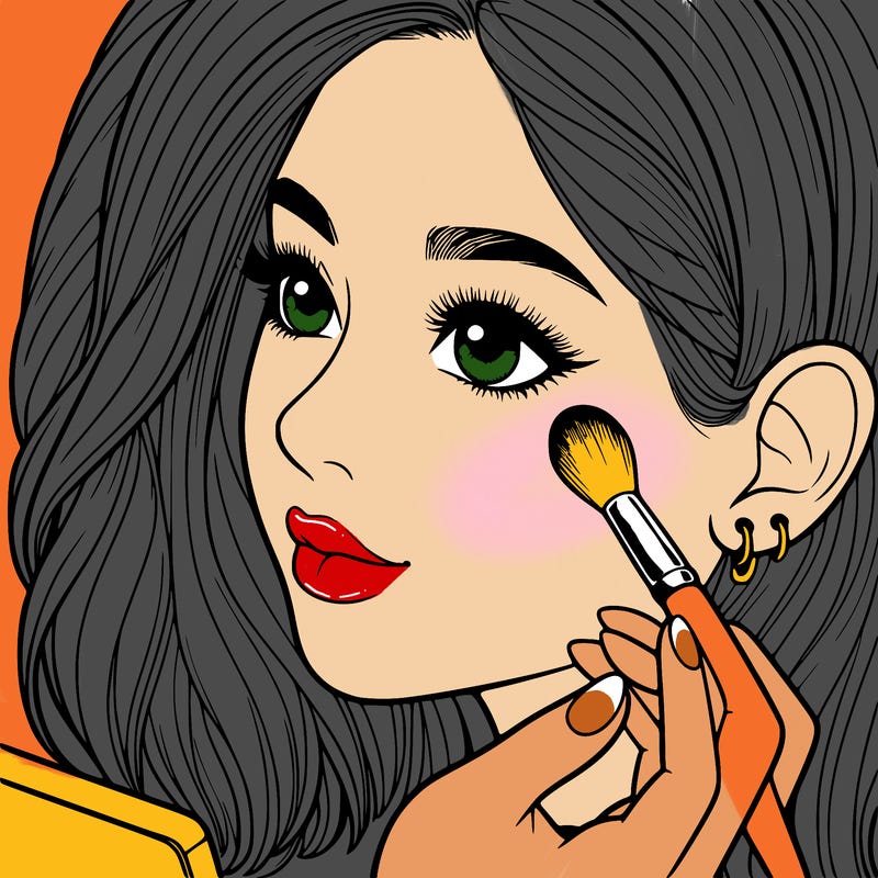 a realistic girl doing her makeup