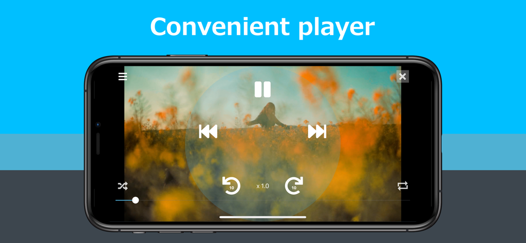 Smartphone screen showing the convenient video player interface of the Video Converter and Compressor app