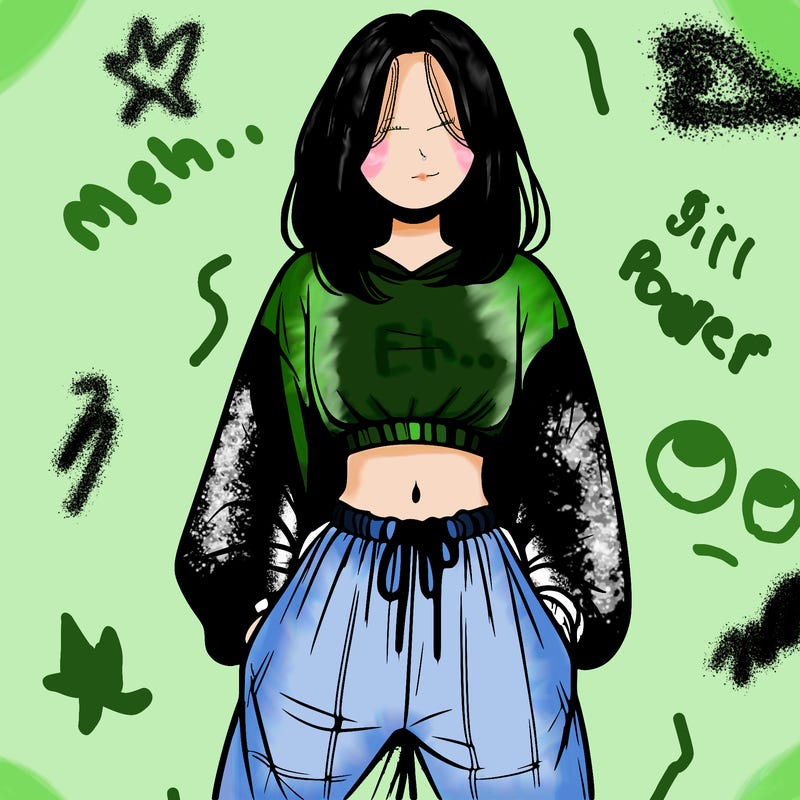 realistic girl faceless with baggy pants and a crop top