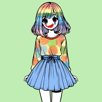 realistic girl with a skirt on