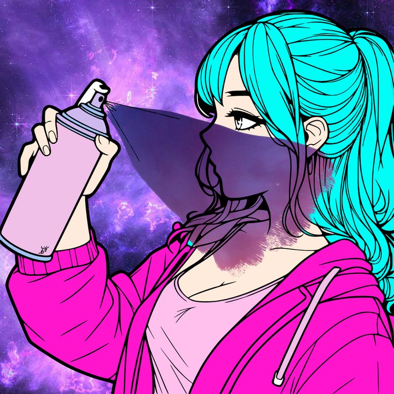 a realistic girl spray, painting