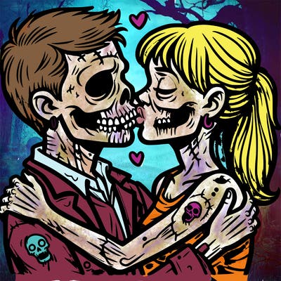zombie couple kissing