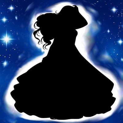 realistic woman with dress flowing in the wind