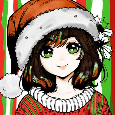 realistic girl with the santa hat