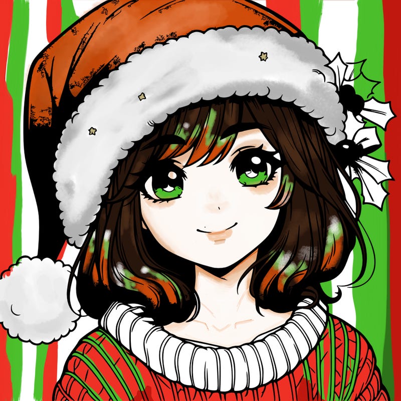 realistic girl with the santa hat