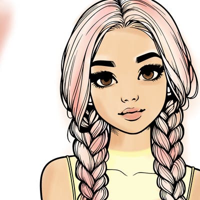 realistic girl with braids