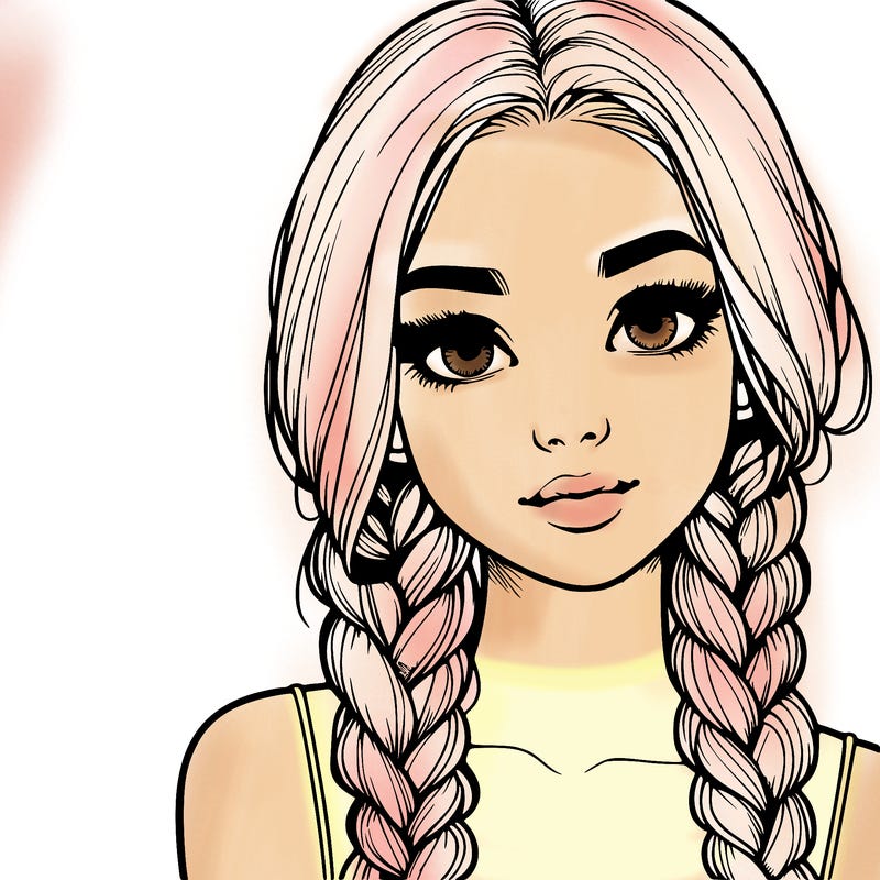 realistic girl with braids
