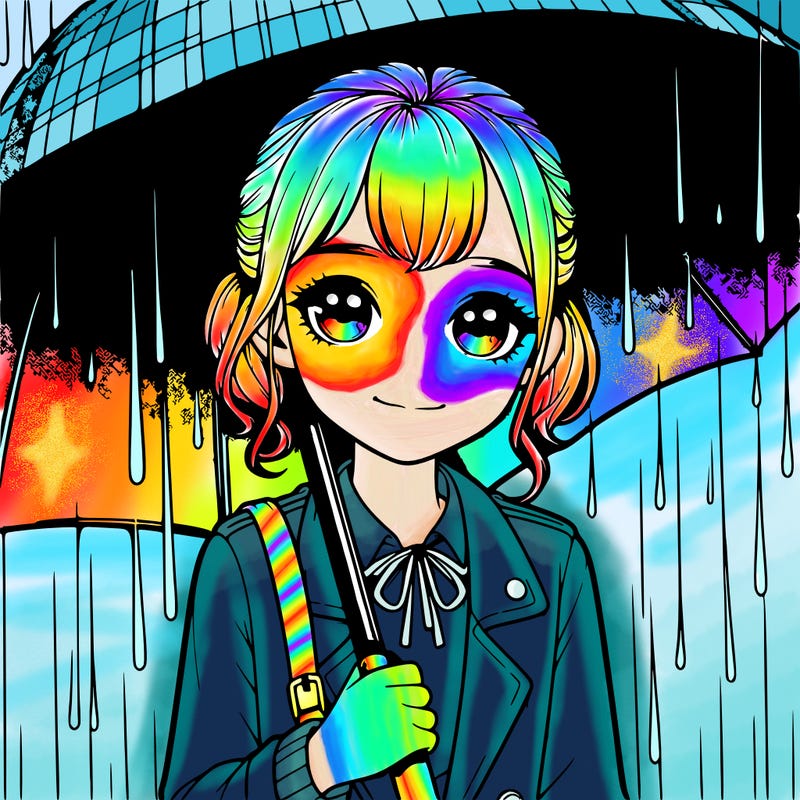 realistic girl in the rain with an unbrella