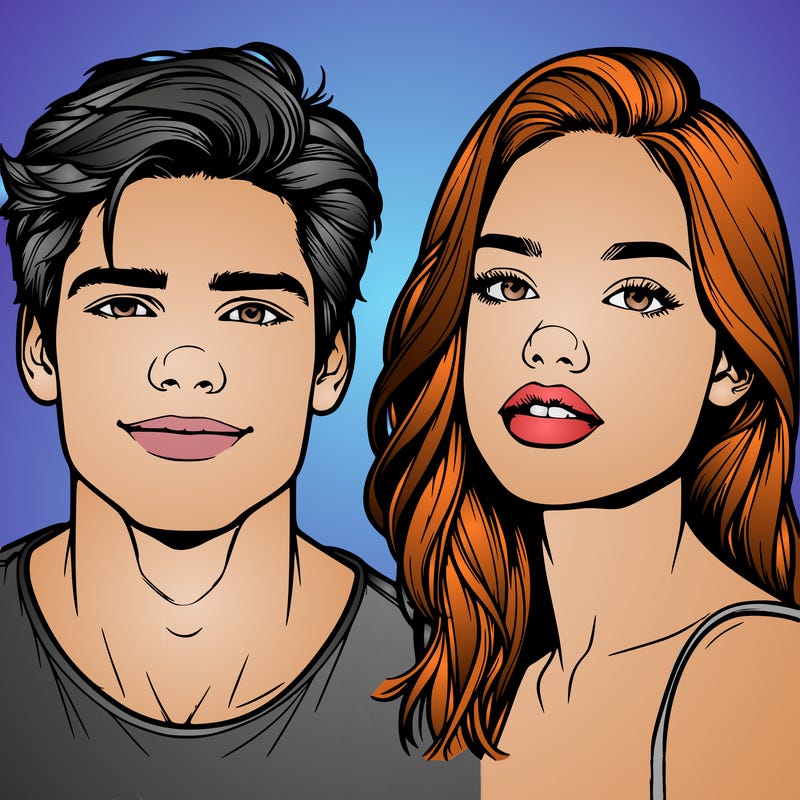 a guy and girl realistic