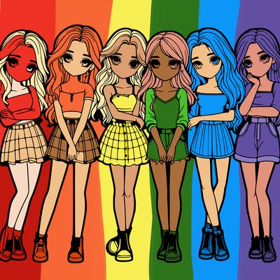 a group of girls realistic