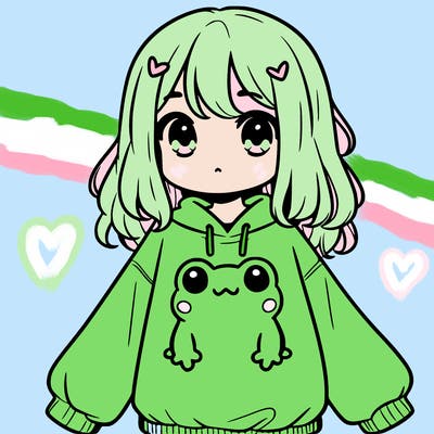 girl wearing frogging sweatshirt