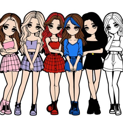 a group of girls realistic