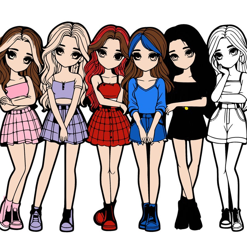 a group of girls realistic