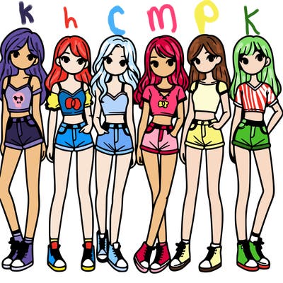 a group of girls wearing crop tops and shorts