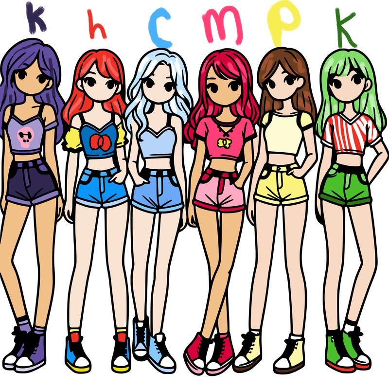 a group of girls wearing crop tops and shorts