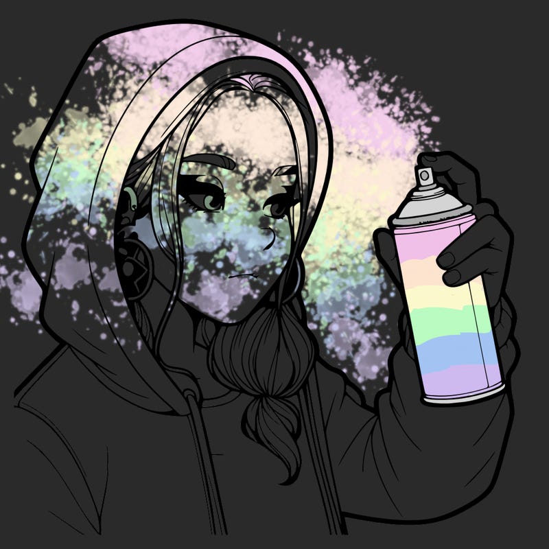 a realistic girl, spray painting