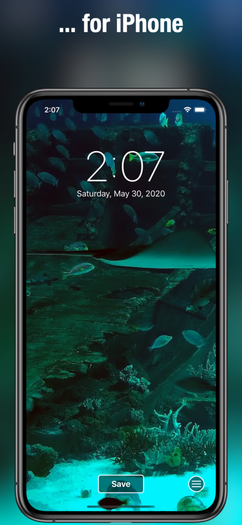 Aquarium Dynamic Wallpapers - Live aquarium wallpaper on an iPhone lock screen showing a stingray and tropical fish